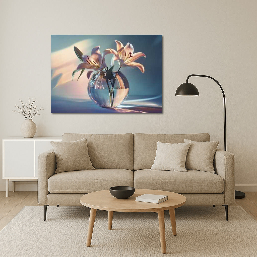 Delicate Casablanca Lilies in a Glass Vase: Floral Charm for the Interior