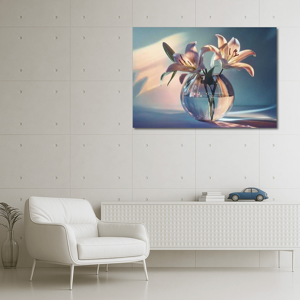 Delicate Casablanca Lilies in a Glass Vase: Floral Charm for the Interior