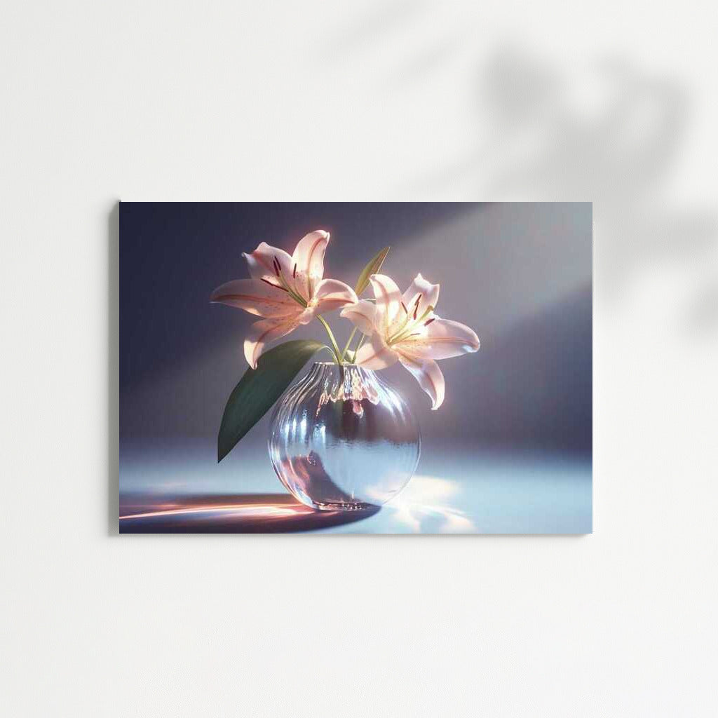 Casablanca Lilies in Glass Vase: Elegant Floral Wall Hanging
