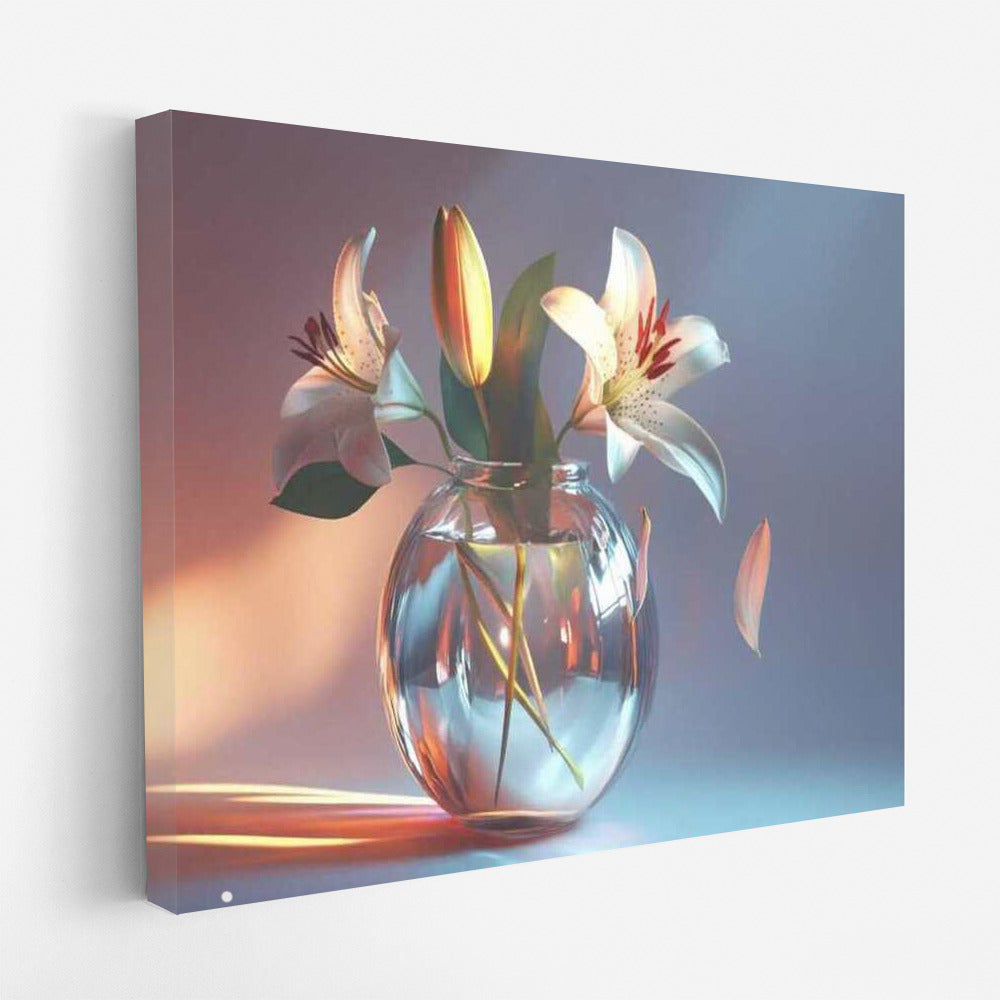 White Casablanca Lilies in Glass Vase: Tenderness and Light