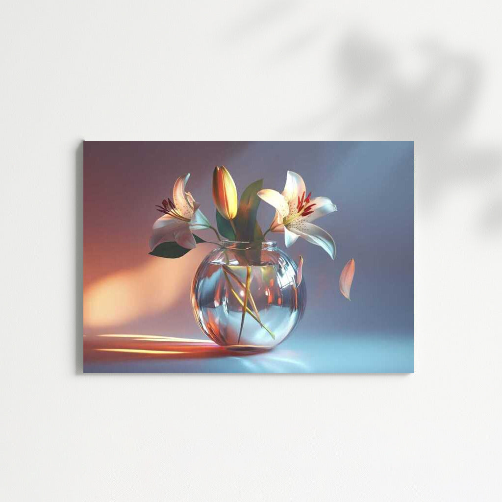 White Casablanca Lilies in Glass Vase: Tenderness and Light
