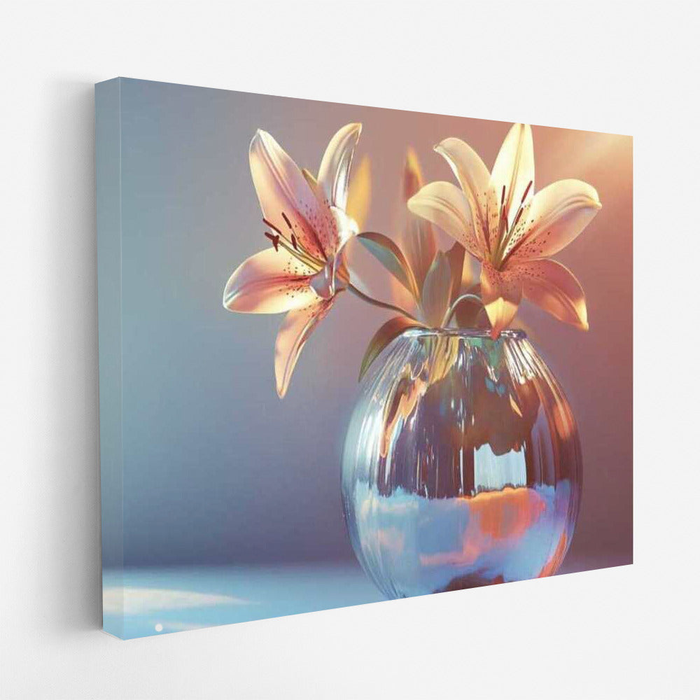 White Casablanca Lilies in Glass Vase: Elegance and Simplicity
