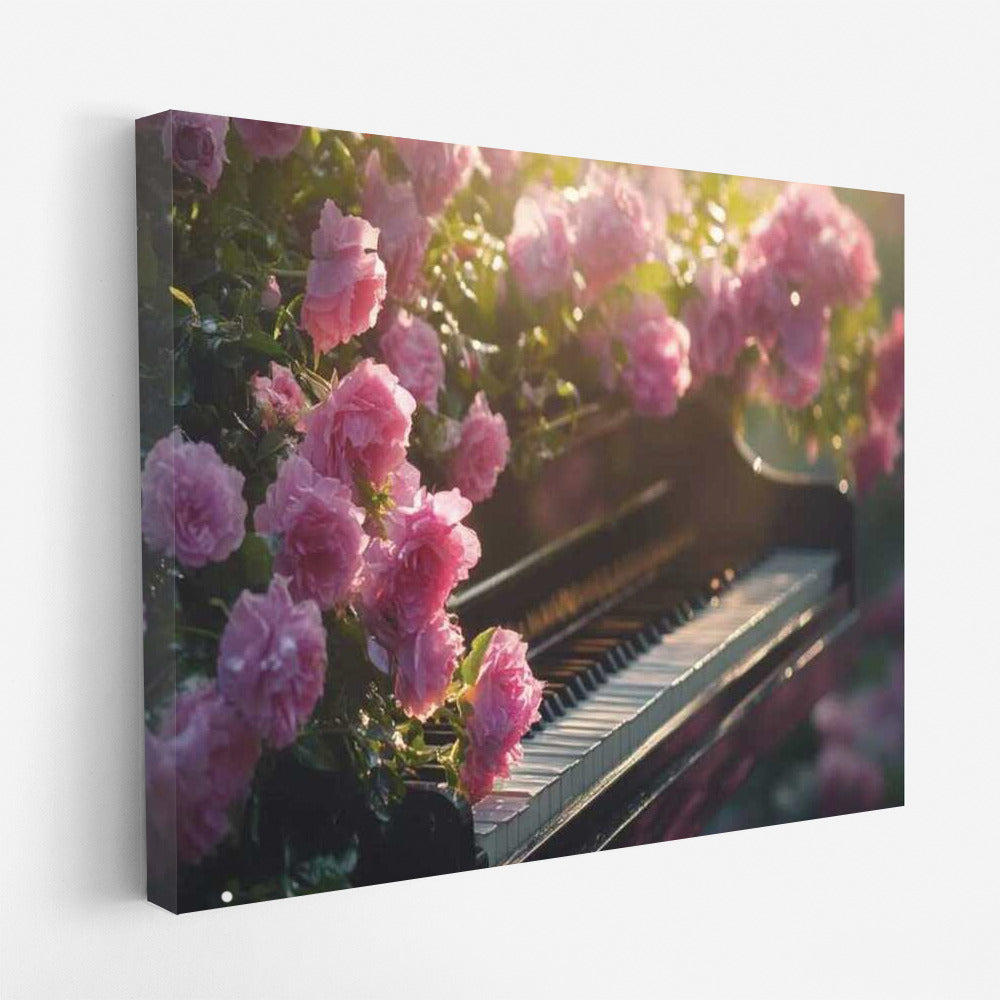 Symphony of Peonies: Delicate Flowers on the Piano Keys