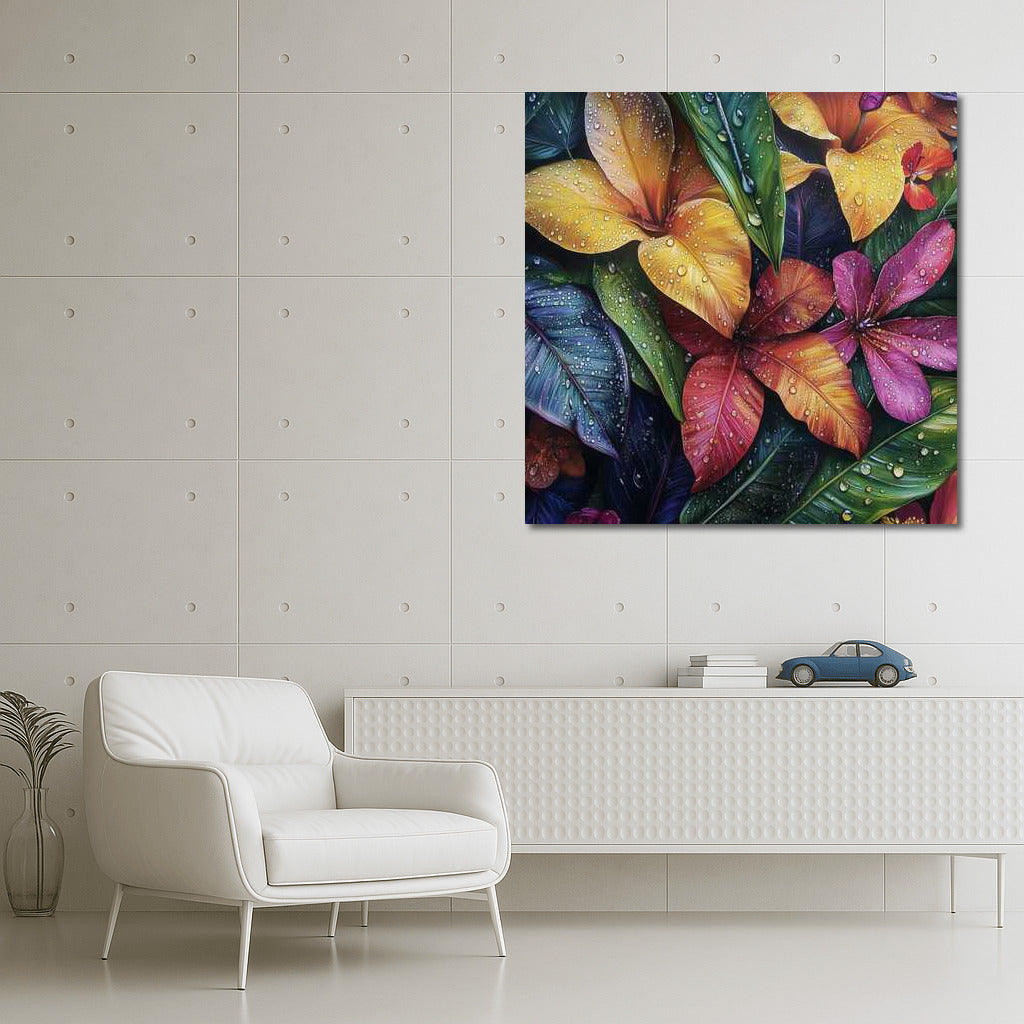Tropical Symphony: Colorful Lilies and Vibrant Plants