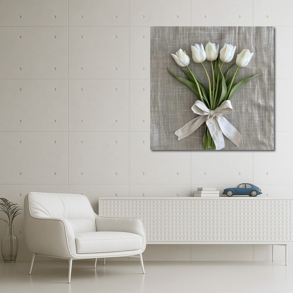 Snow-White Tulips: Triumph Bouquet for Interior