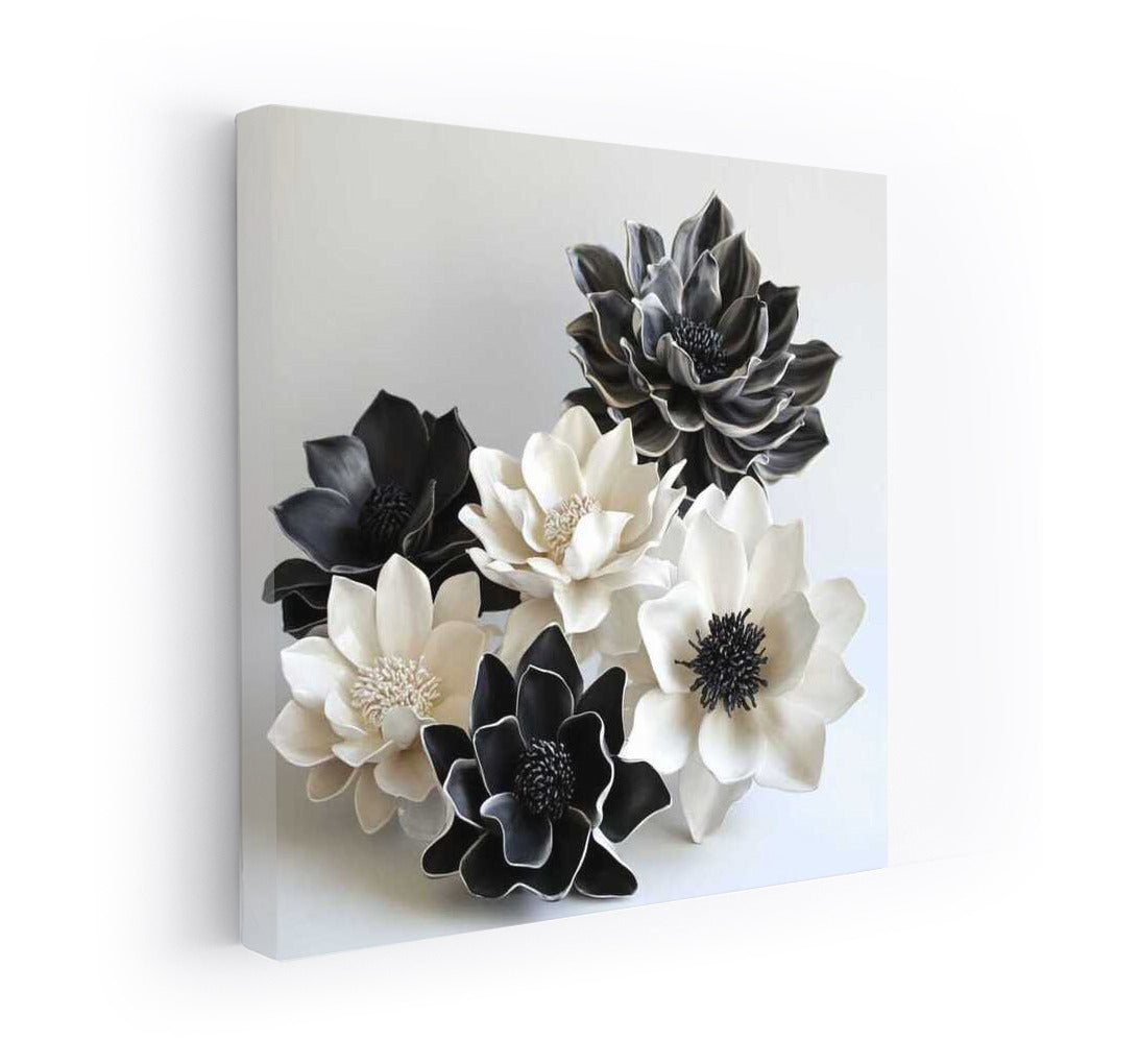 Ceramic Magnolias: Black and White Elegance