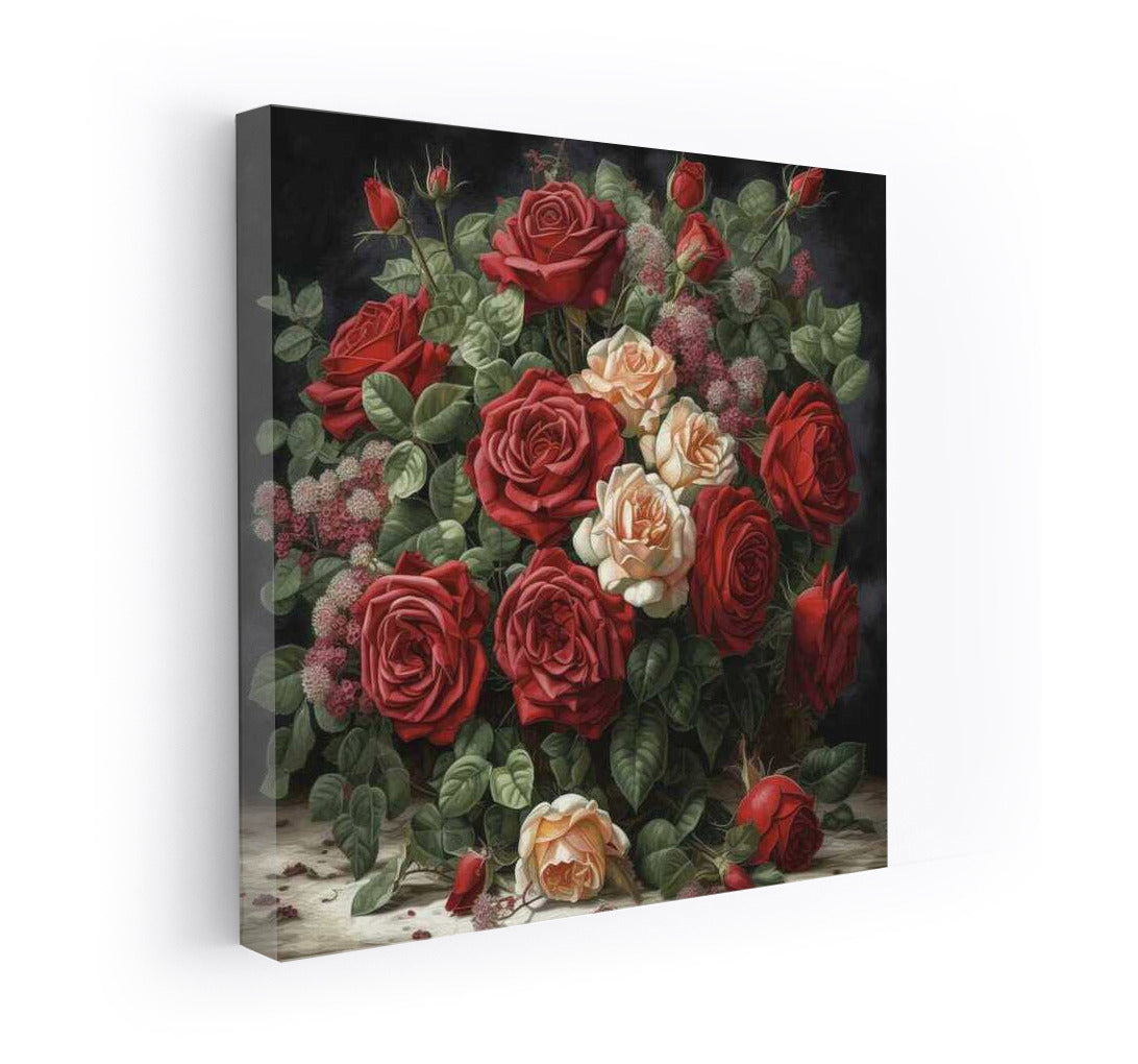 Vibration of Red and Peach Roses: Elegant Bouquet for Interior