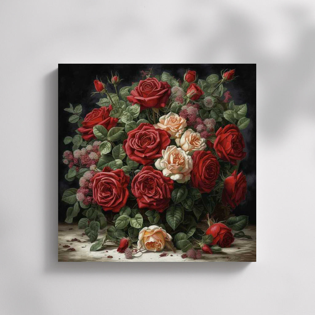 Vibration of Red and Peach Roses: Elegant Bouquet for Interior