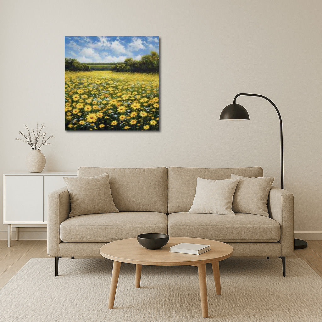 Bright Field of Daisies: Freshness and Beauty of Flowers