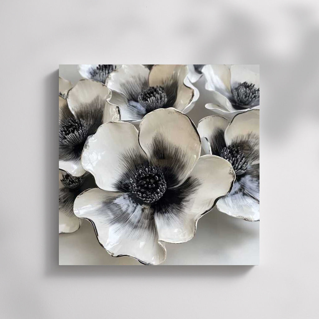 Ceramic Anemones: Black and White Elegance for the Interior