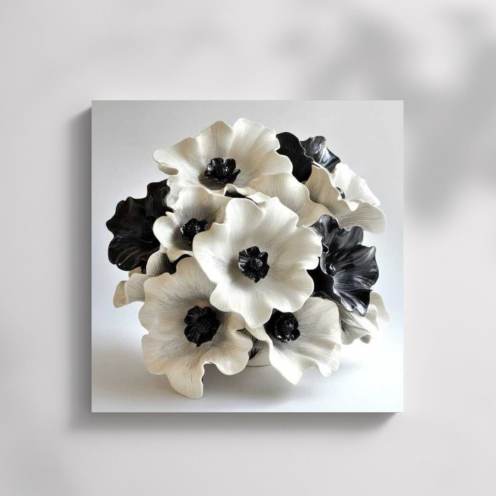Ceramic Anemones: Black and White Elegance