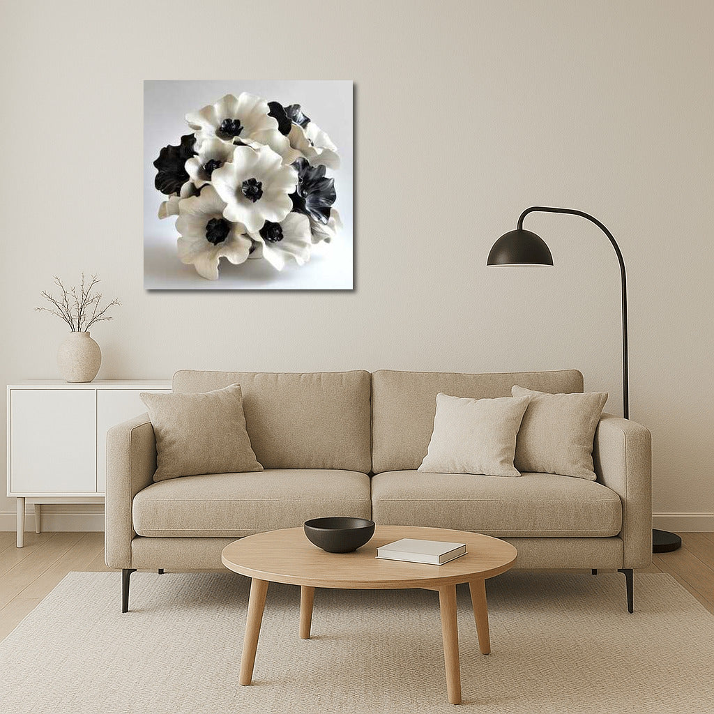 Ceramic Anemones: Black and White Elegance