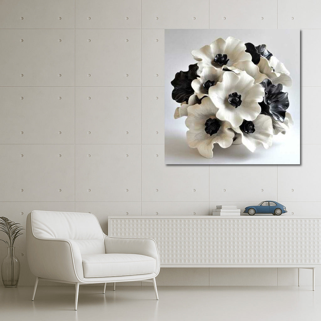 Ceramic Anemones: Black and White Elegance