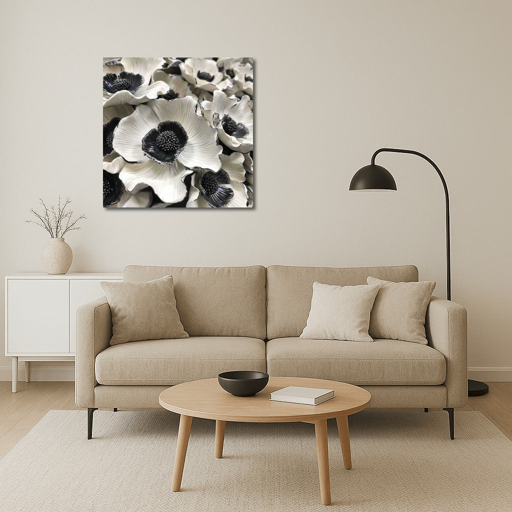 Ceramic Anemones: Black and White Elegance 2