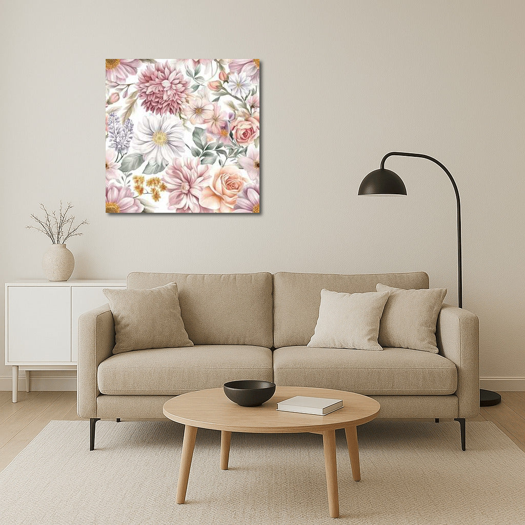 Elegant Floral Pattern: Roses and Chrysanthemums