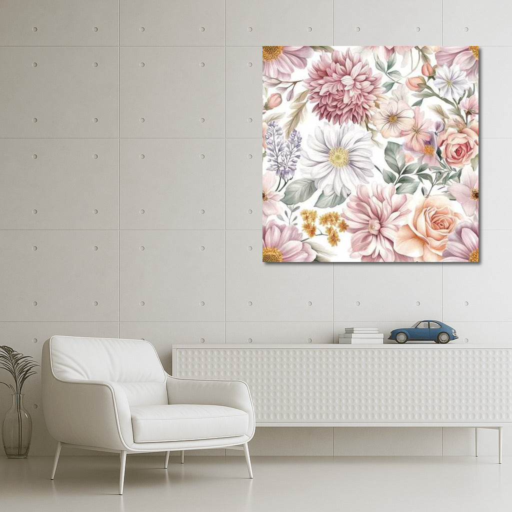 Elegant Floral Pattern: Roses and Chrysanthemums