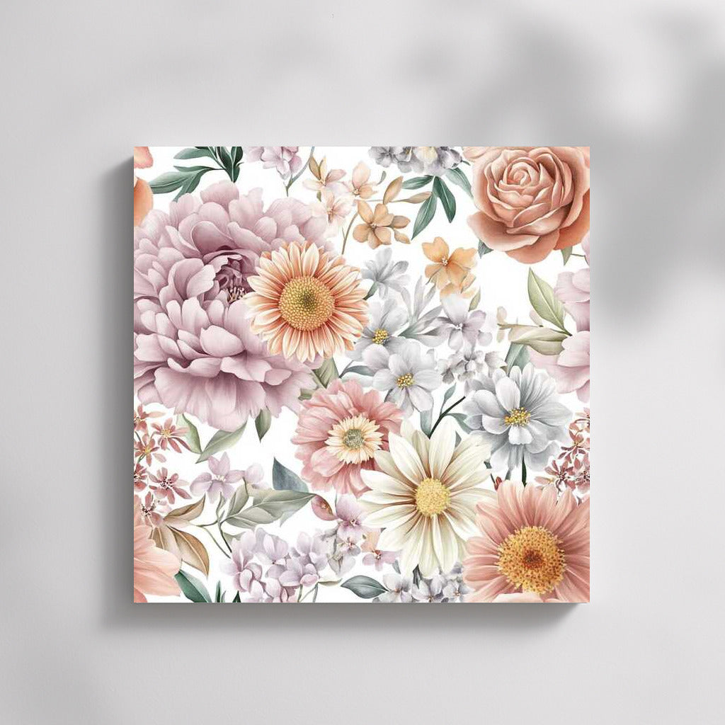 Elegant Floral Pattern with Peonies and Gerberas for Interior