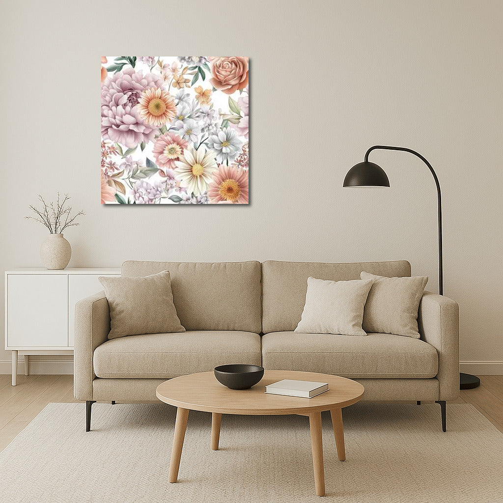 Elegant Floral Pattern with Peonies and Gerberas for Interior