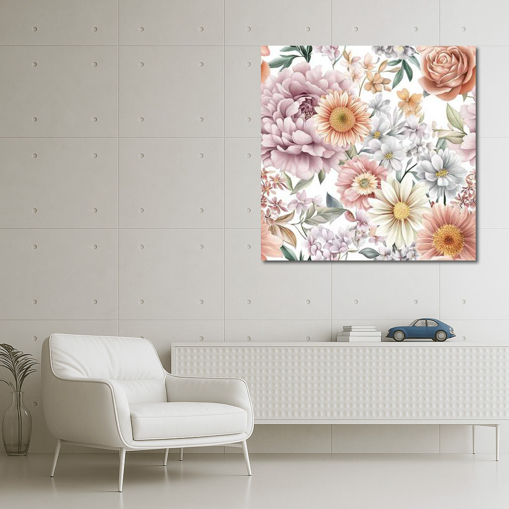 Elegant Floral Pattern with Peonies and Gerberas for Interior