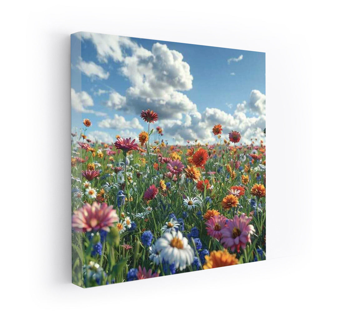 Flower Field: Gerberas and Cornflowers in a Riot of Colors