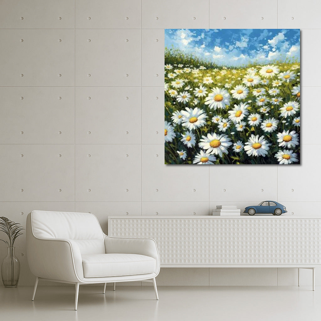 Summer Dance of Daisies: A Field of Flowers Filled with Solar Energy