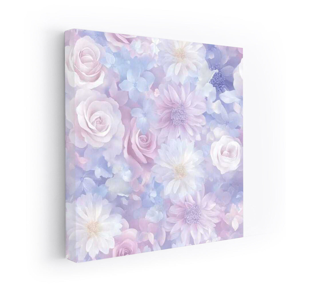 Delicate Roses and Asters: Pastel Floral Ornament