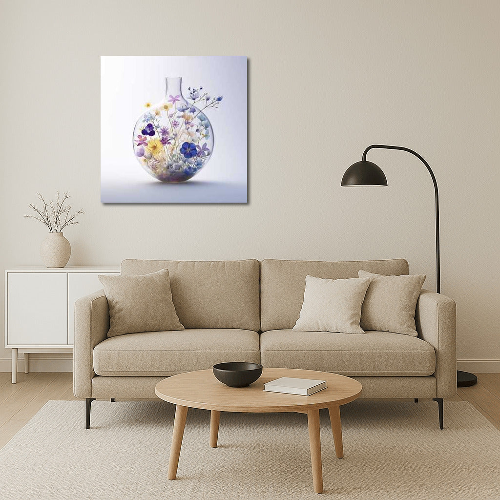 Flowers under glass: Peonies in a vase