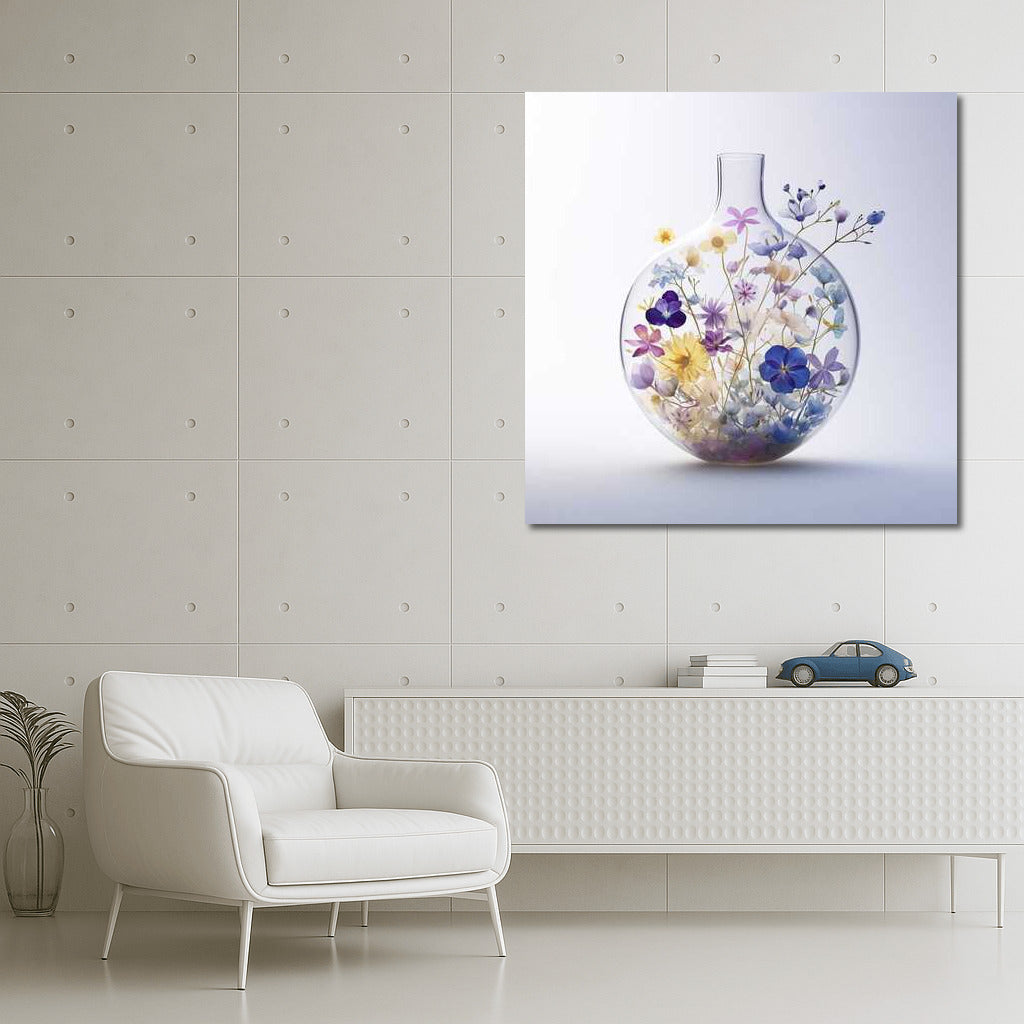 Flowers under glass: Peonies in a vase