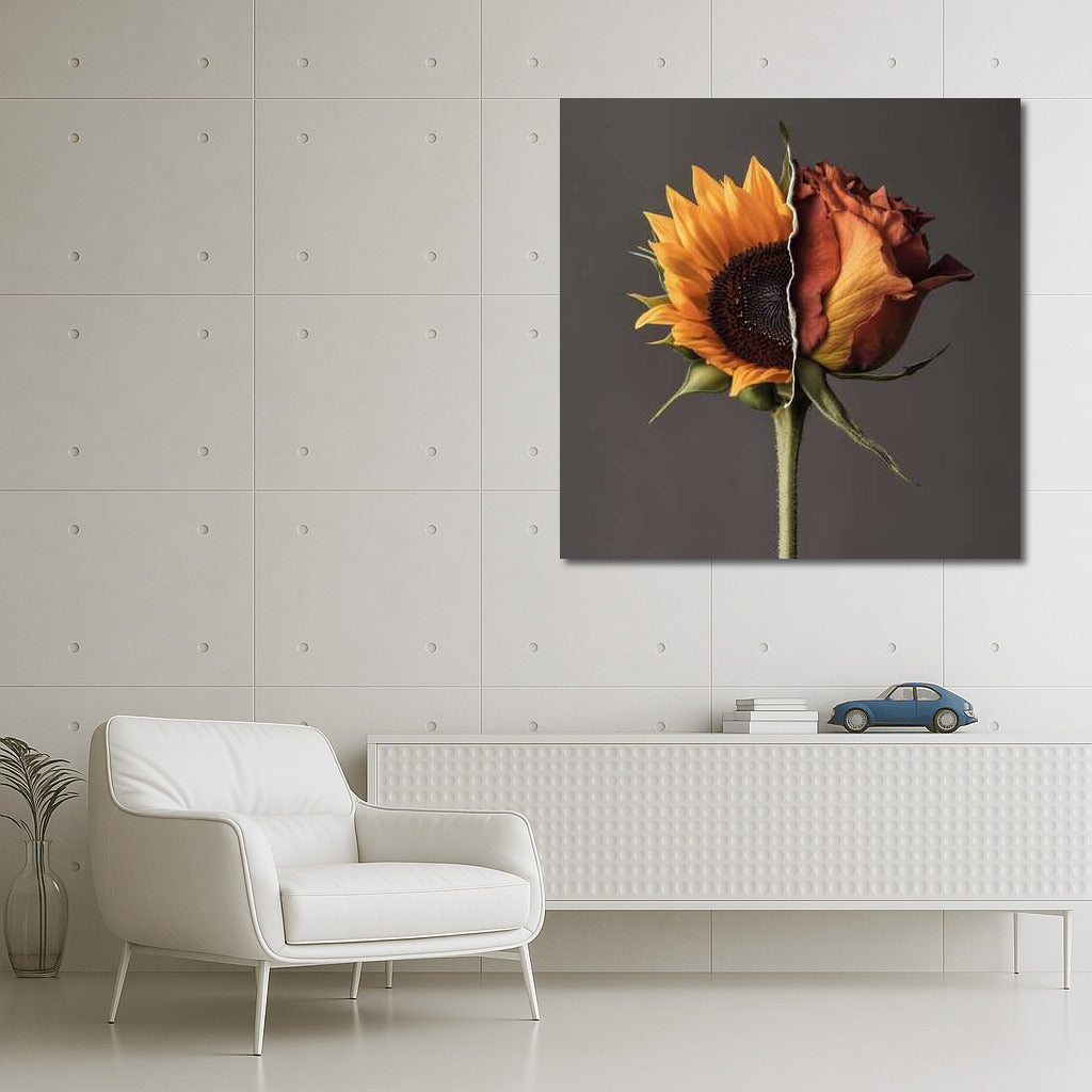 Hybrid Beauty: Half Sunflower and Half Rose