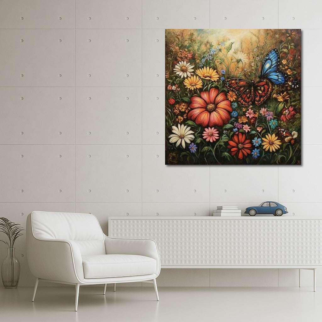 Dance of Butterflies Among Peonies: Floral Harmony