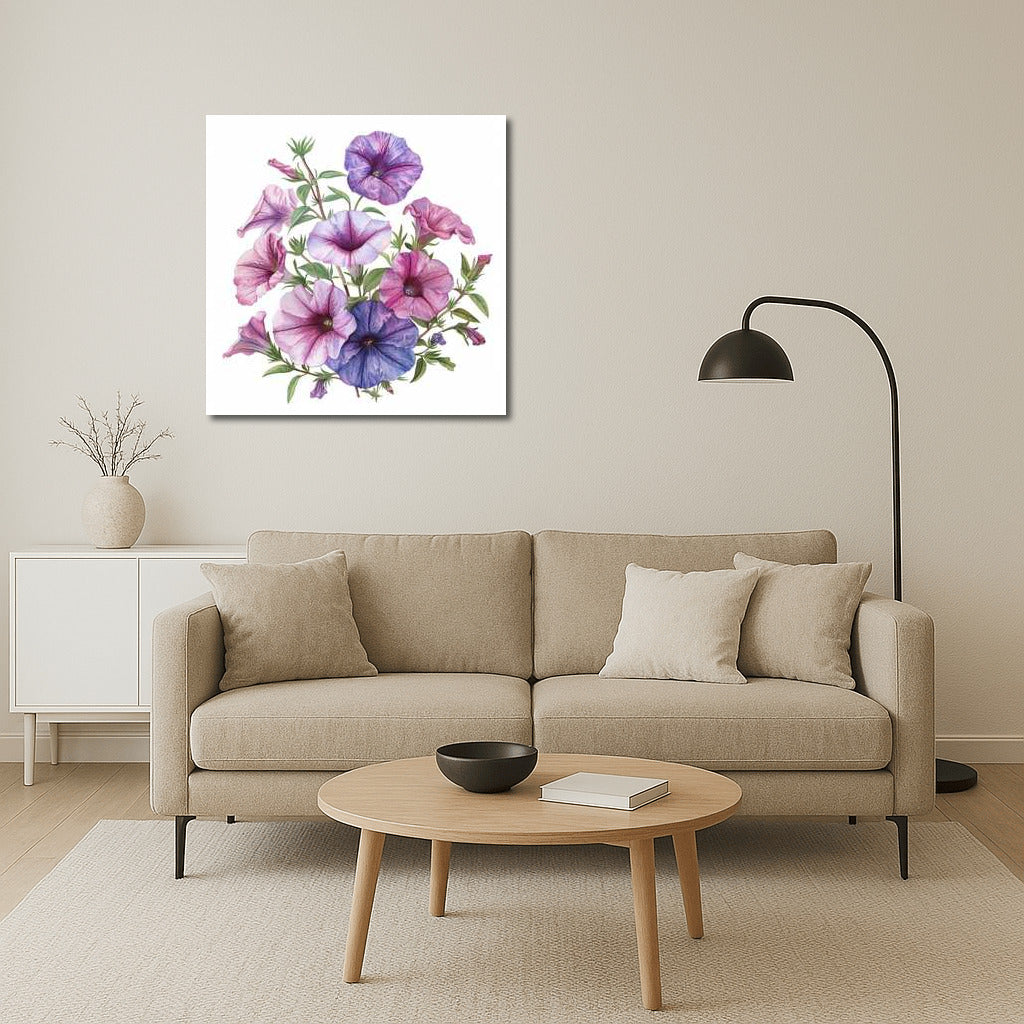 Bouquet of petunias 'Grandijor' in purple and pink tones