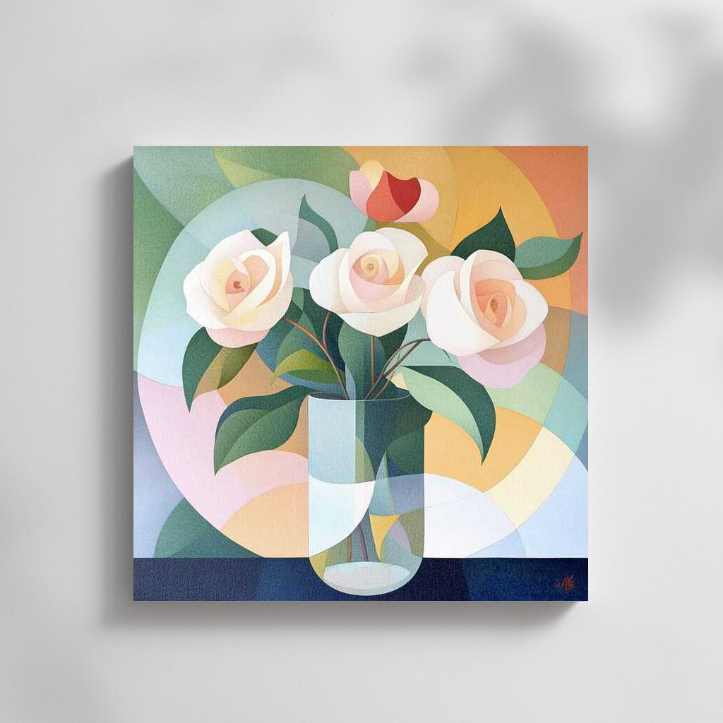 Modern Rose Bouquet in Vase: Delicate Flowers for Interior