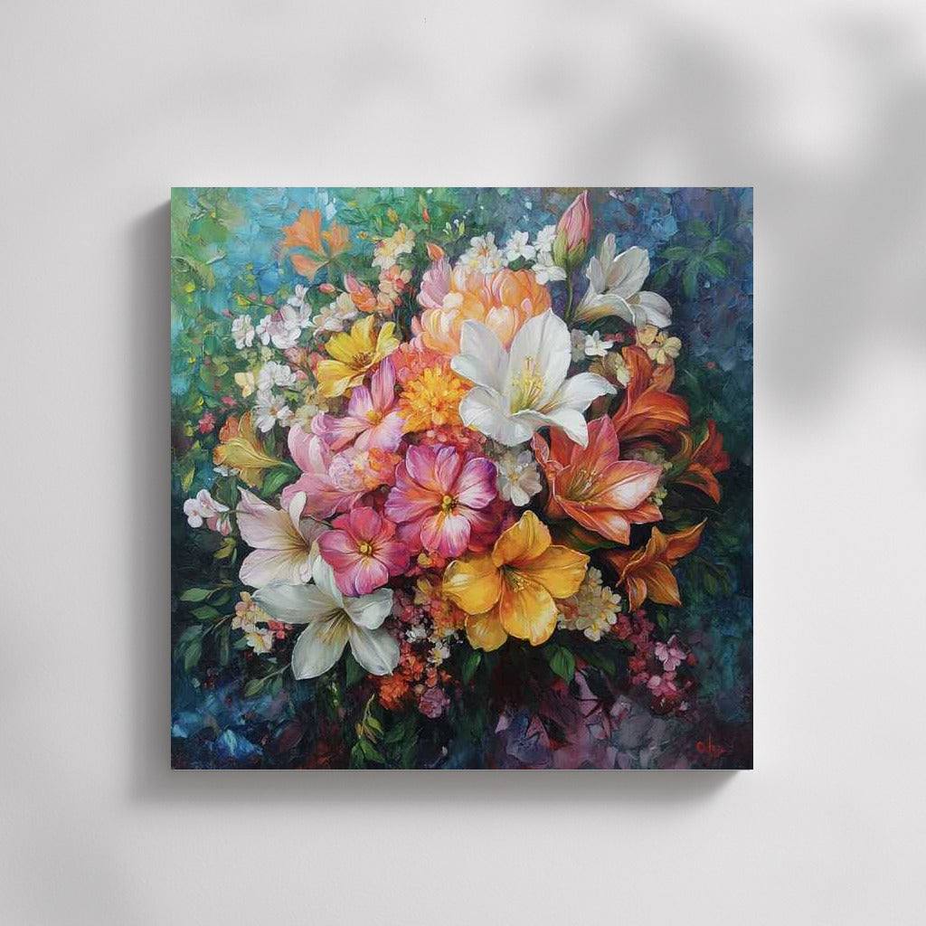 Floral Perfection: Lilies and Peonies in a Bouquet Peint 4