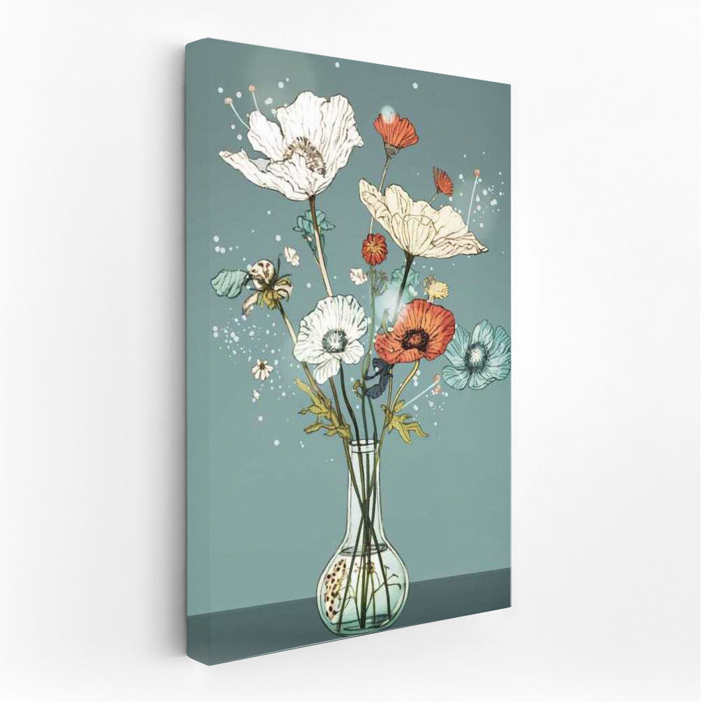 Futuristic Vase with Poppies: Elegance and Tranquility in the Interior