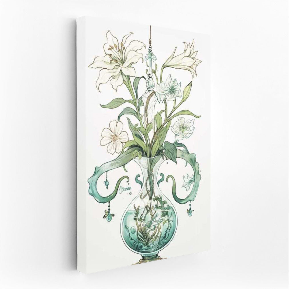White Casablanca Lilies in a Futuristic Vase: Modern Floral Decoration