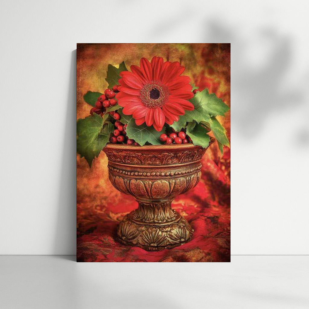 Elegant Red Flower and Berries: Nature in Interior