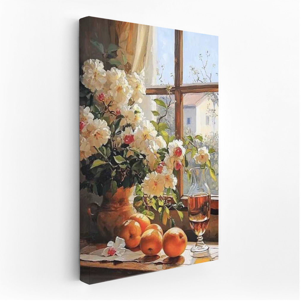 White Winchester Roses at Sunny Window: Flowers by the Window 2