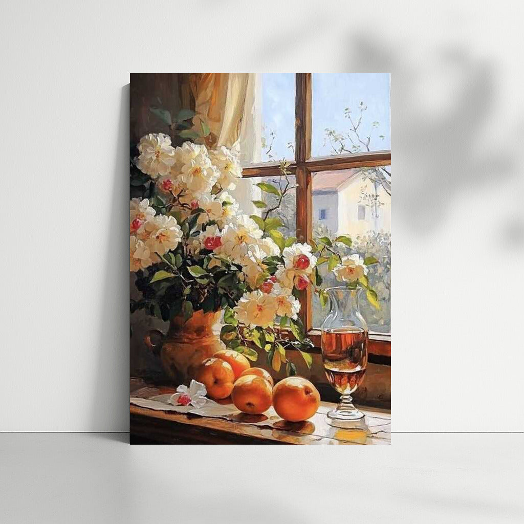 White Winchester Roses at Sunny Window: Flowers by the Window 2