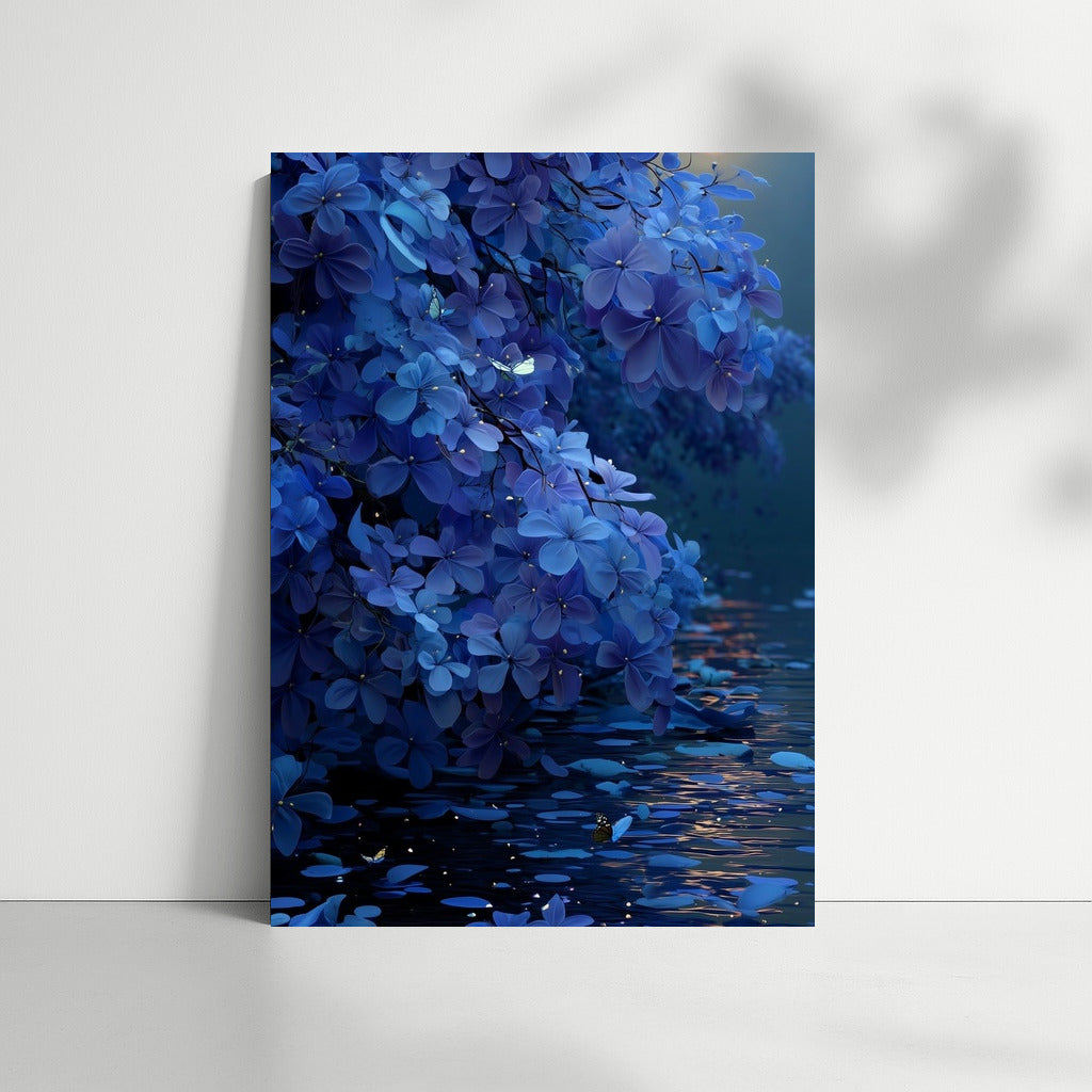 Hydrangea in Moonlight: Floral Symphony on Water