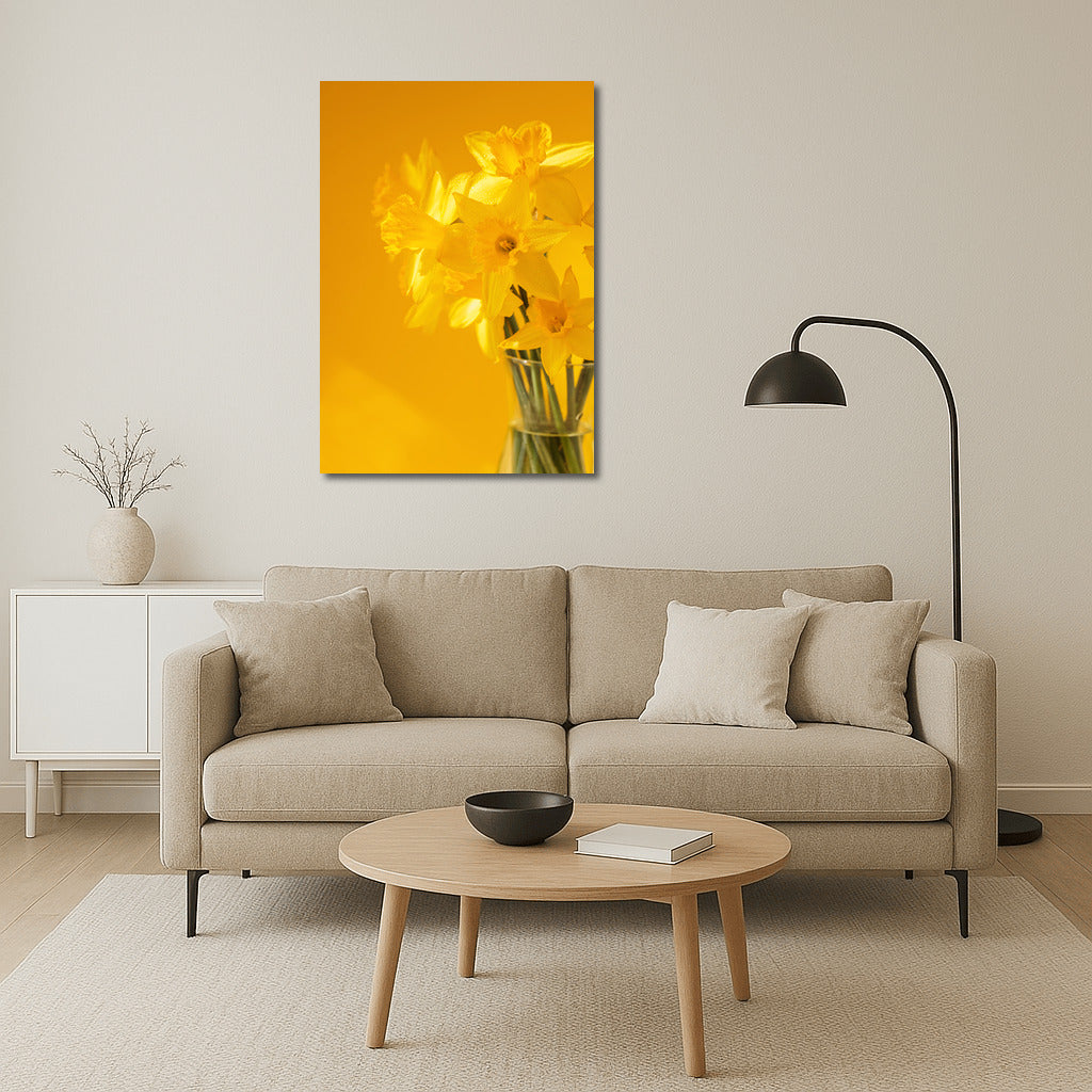 Spring Daffodils in a Transparent Vase: Brightness and Freshness for Your Interior