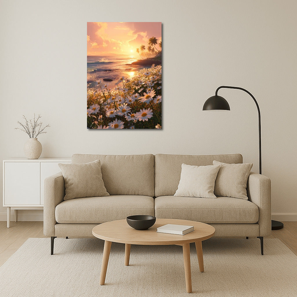 Chamomile Sunset on the Beach: Summer Enchantment