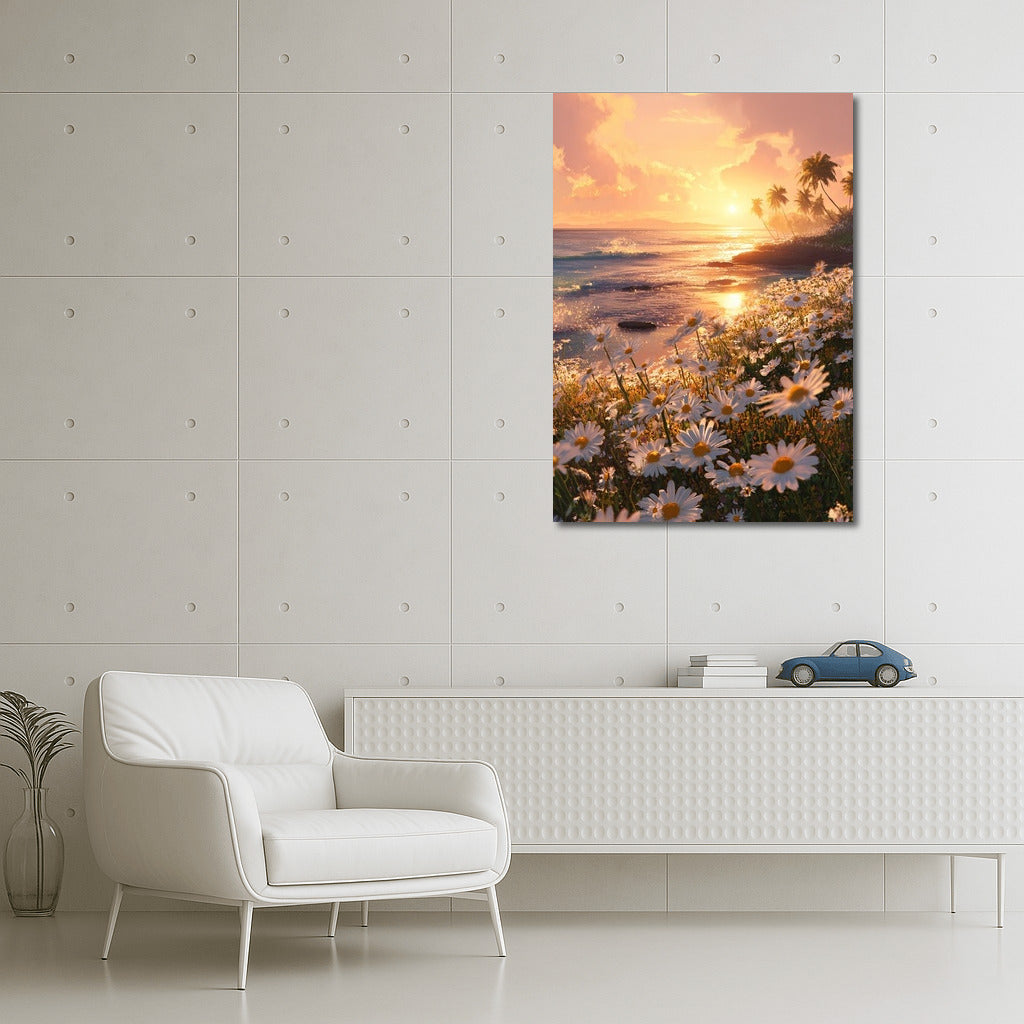 Chamomile Sunset on the Beach: Summer Enchantment