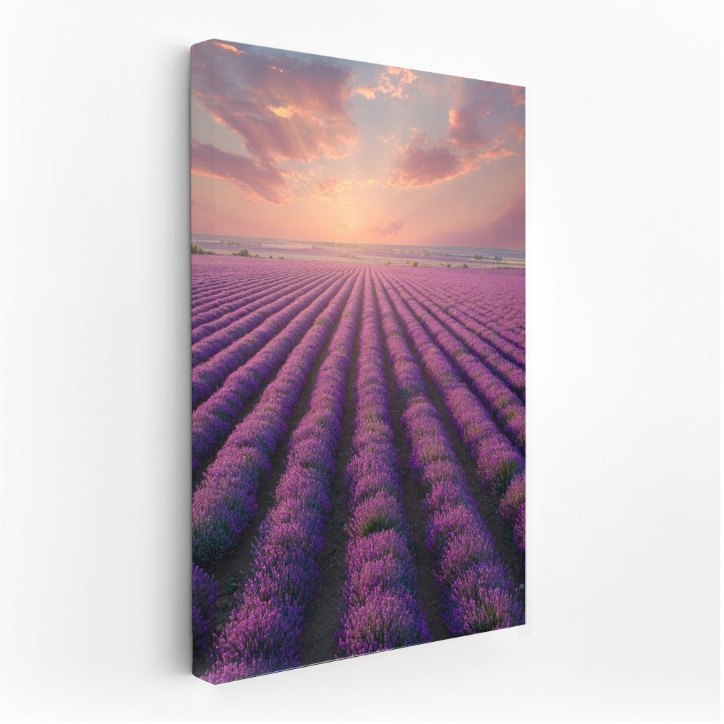Lavender Sunset: Field of Flowers for Tranquility and Comfort
