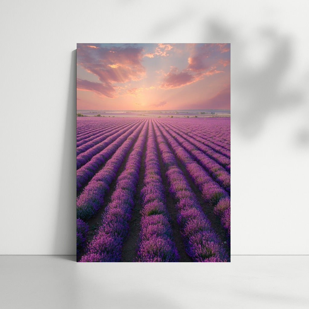 Lavender Sunset: Field of Flowers for Tranquility and Comfort