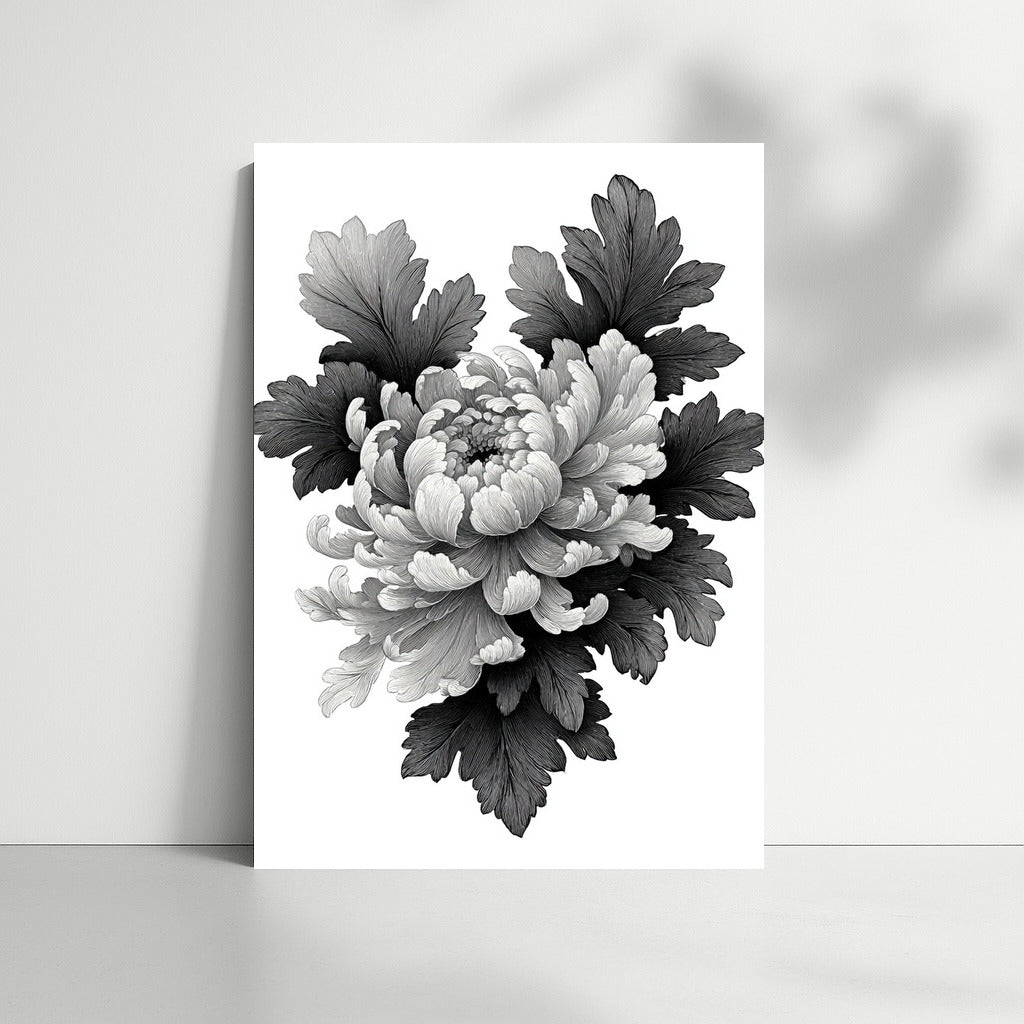 Black and White Chrysanthemum: Elegant Floral Perfection