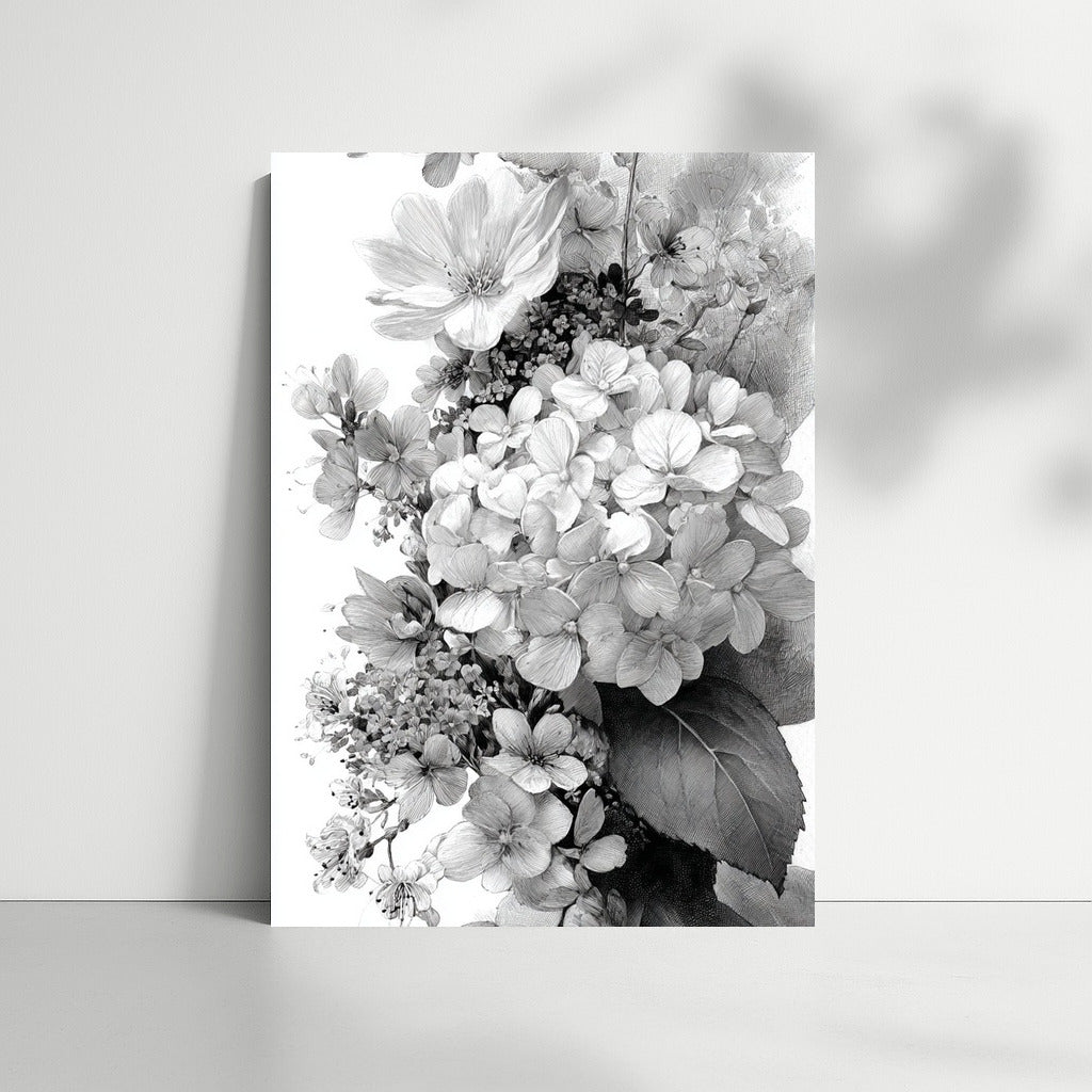 Hydrangea and Delicate Flowers: Elegant Art Poster for Nature Lovers
