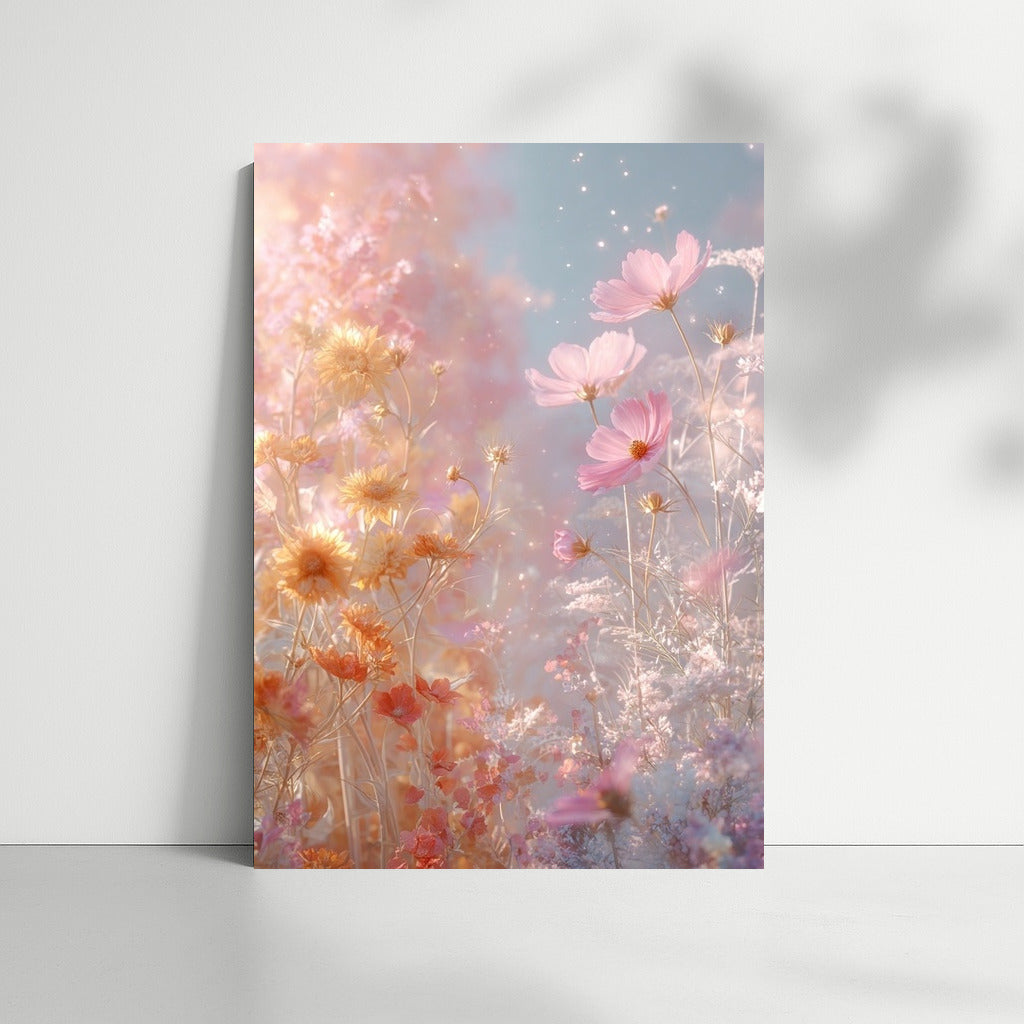 Flower Whirlwind: Dance of Cosmos and Chrysanthemums