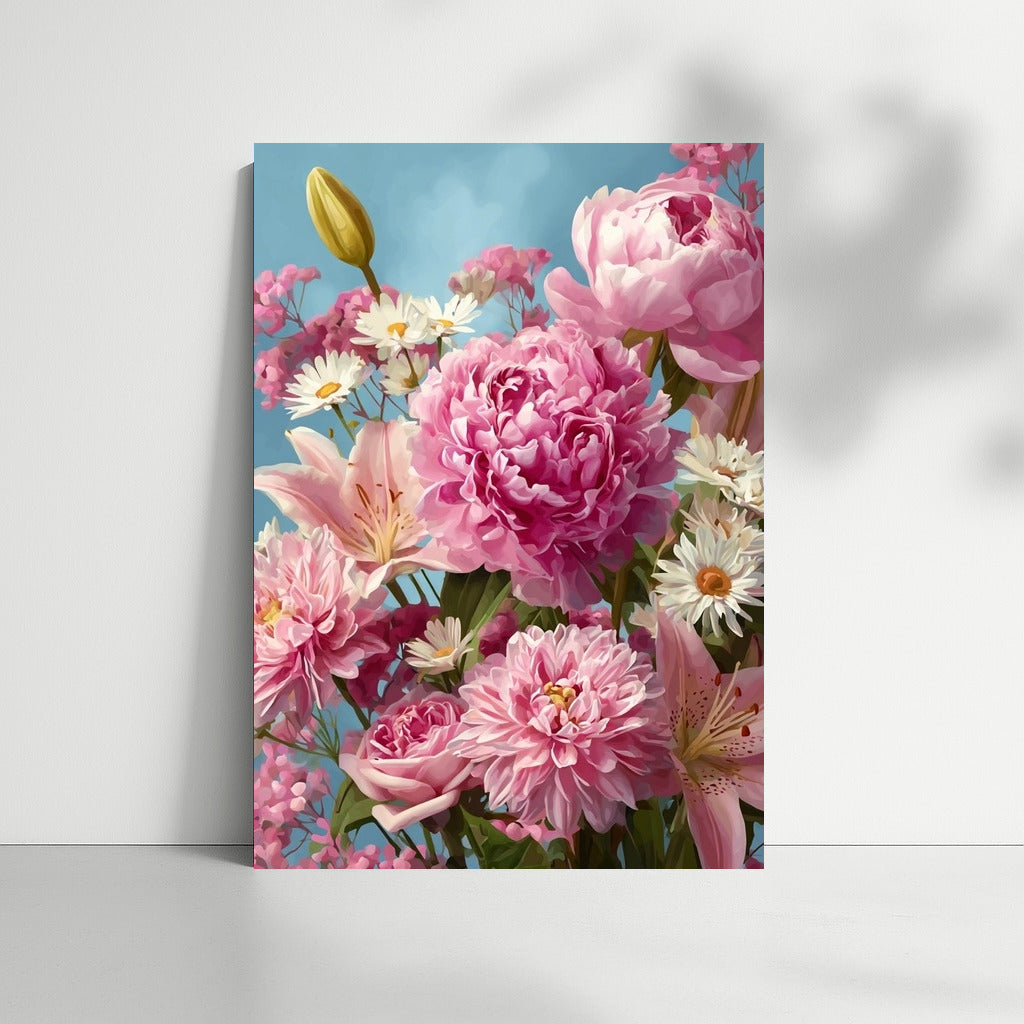 Floral Symphony: Sarah Bernhardt Peonies, Lilies and Daisies