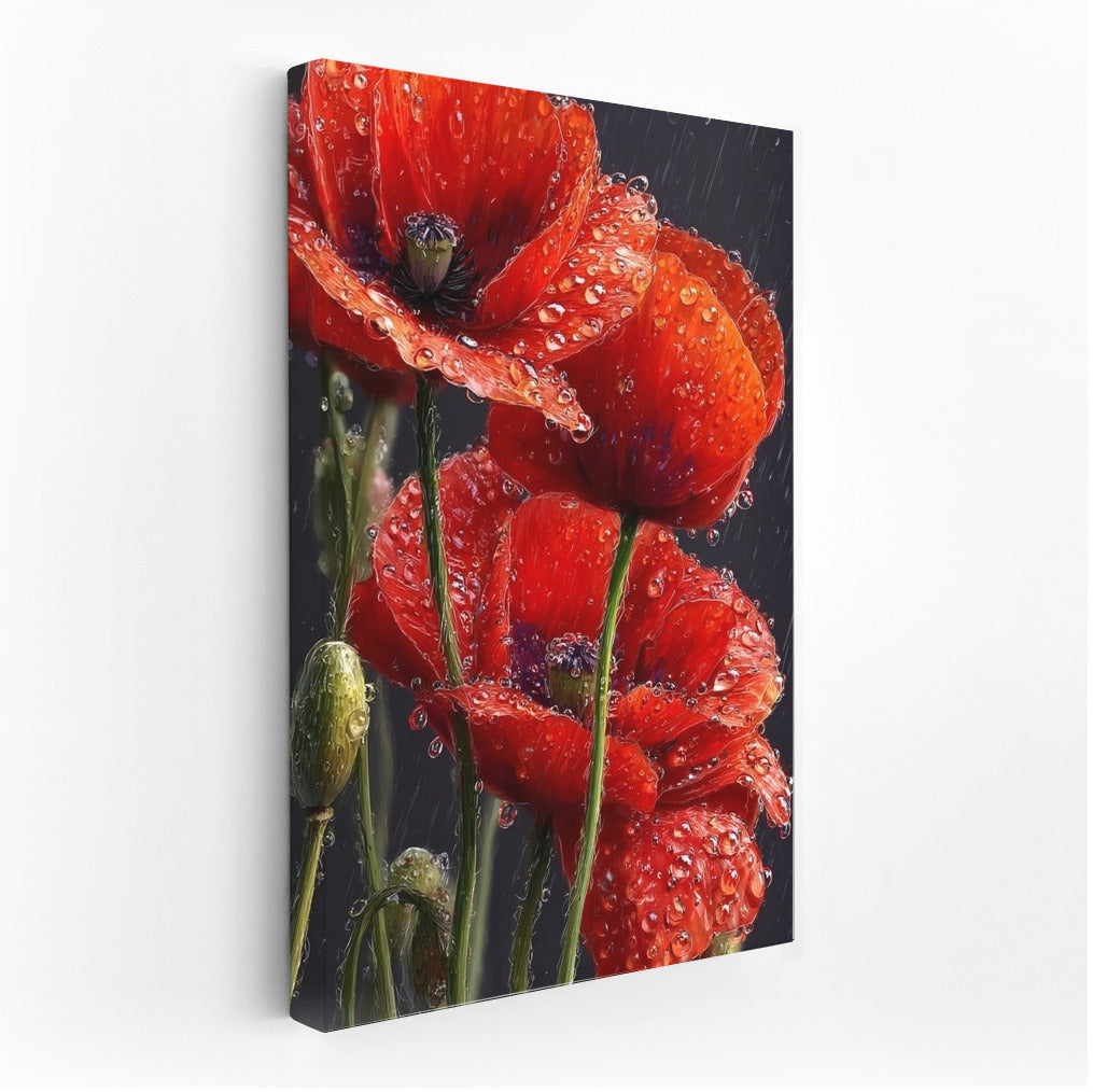 Poppy Charm: Red Poppy in Raindrops for Comfort and Harmony