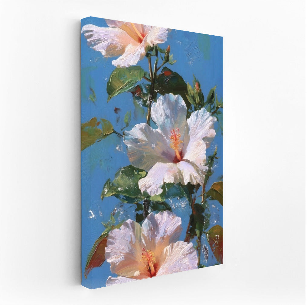 White Hippeastrum: Floral Freshness on a Blue Background